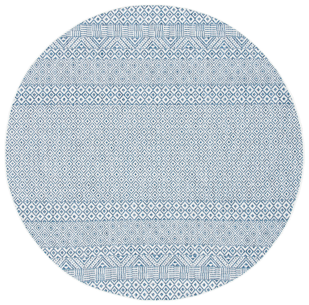 Safavieh Courtyard Collection 5'3' Round Blue/Navy Cy8235 Indoor/ Outside Waterproof Easy Cleansingpatio Backyard Mudroom Area Mat