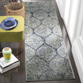 SAFAVIEH Madison Collection Runner Rug - 23 x 10, Navy & Silver, Glam Ogee Trellis Distressed Design, Non-Shedding & Easy Care
