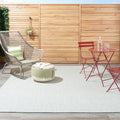 Nourison Courtyard Indoor/Outdoor Ivory Aqua 7' X 10' Area Rug, Geometric, Easy Cleaning, Non Shedding, Bed Room, Living Room, D