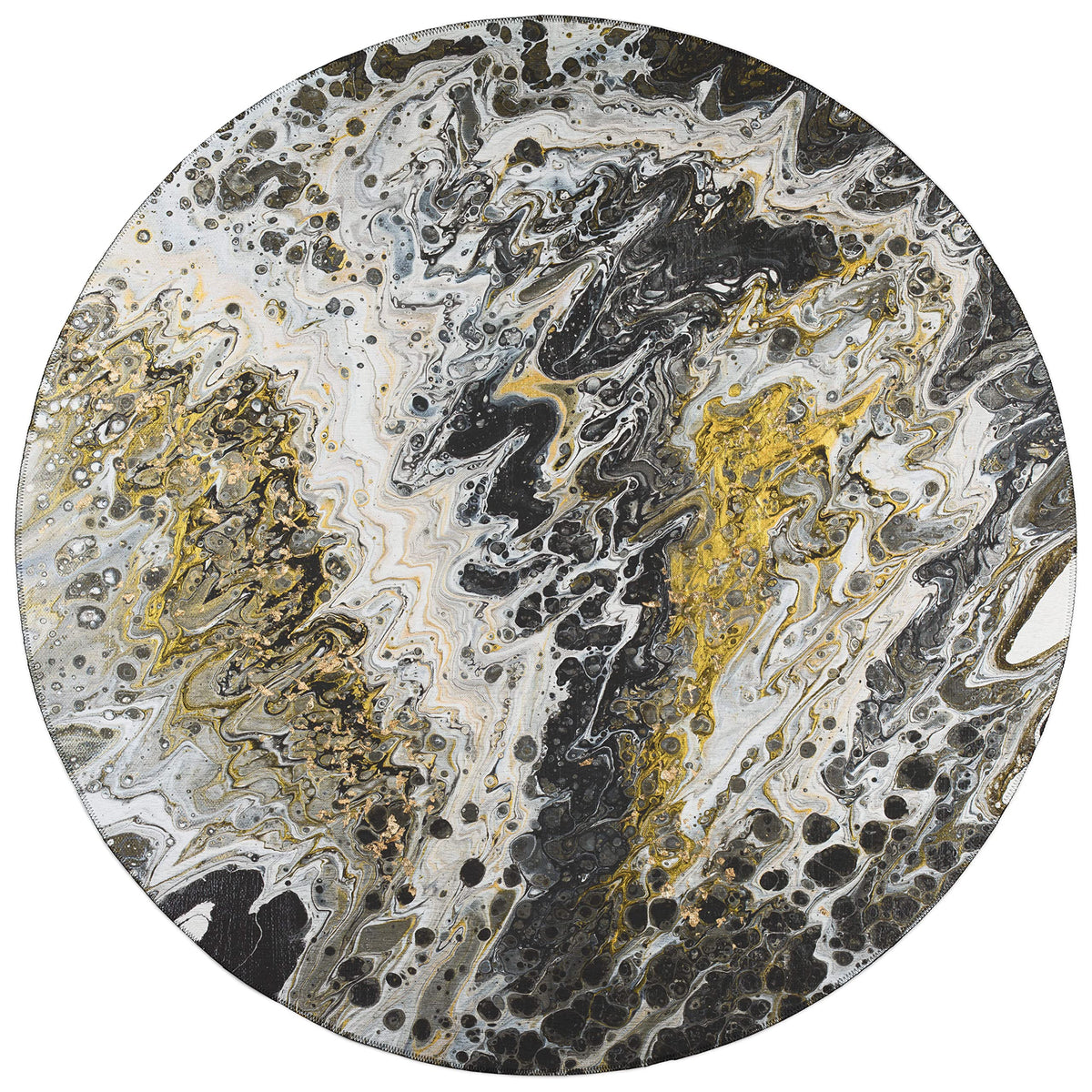 Addison Rugs Karina Akc43 Midnight 8' X 8' Indoor Outdoor Round Rug, Easy Clean, Machine Washable, Non Shedding, Bedroom, Entry, Living Room, Dining Room, Kitchen, Patio Rug