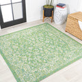 Jonathan Y Smb100F-5Sq Tela Bohemian Textured Weave Floral Indoor Outdoor Area-Rug, Coastal, Traditional, Transitional Easy-Clea