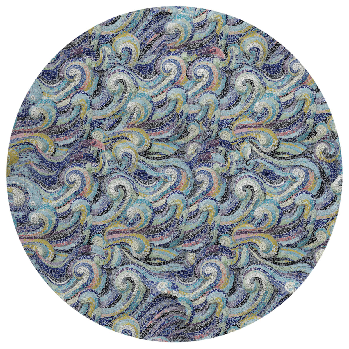Addison Rugs Surfside Asr44 Stormy 8' X 8' Indoor Outdoor Round Rug, Easy Clean, Machine Washable, Non Shedding, Bedroom, Living Room, Dining Room, Kitchen, Patio Rug