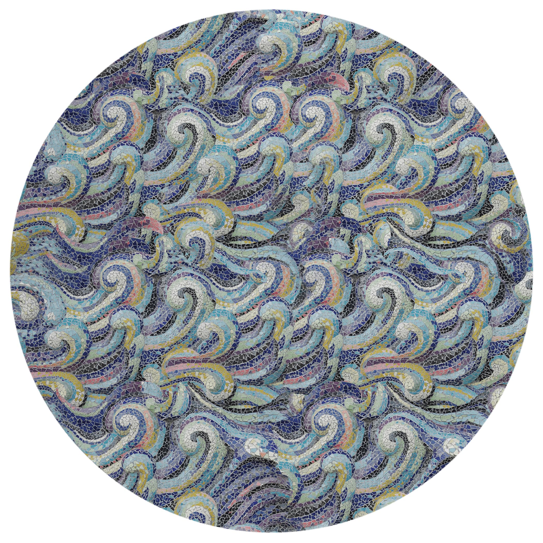 Addison Rugs Surfside Asr44 Stormy 8' X 8' Indoor Outdoor Round Rug, Easy Clean, Machine Washable, Non Shedding, Bedroom, Living Room, Dining Room, Kitchen, Patio Rug
