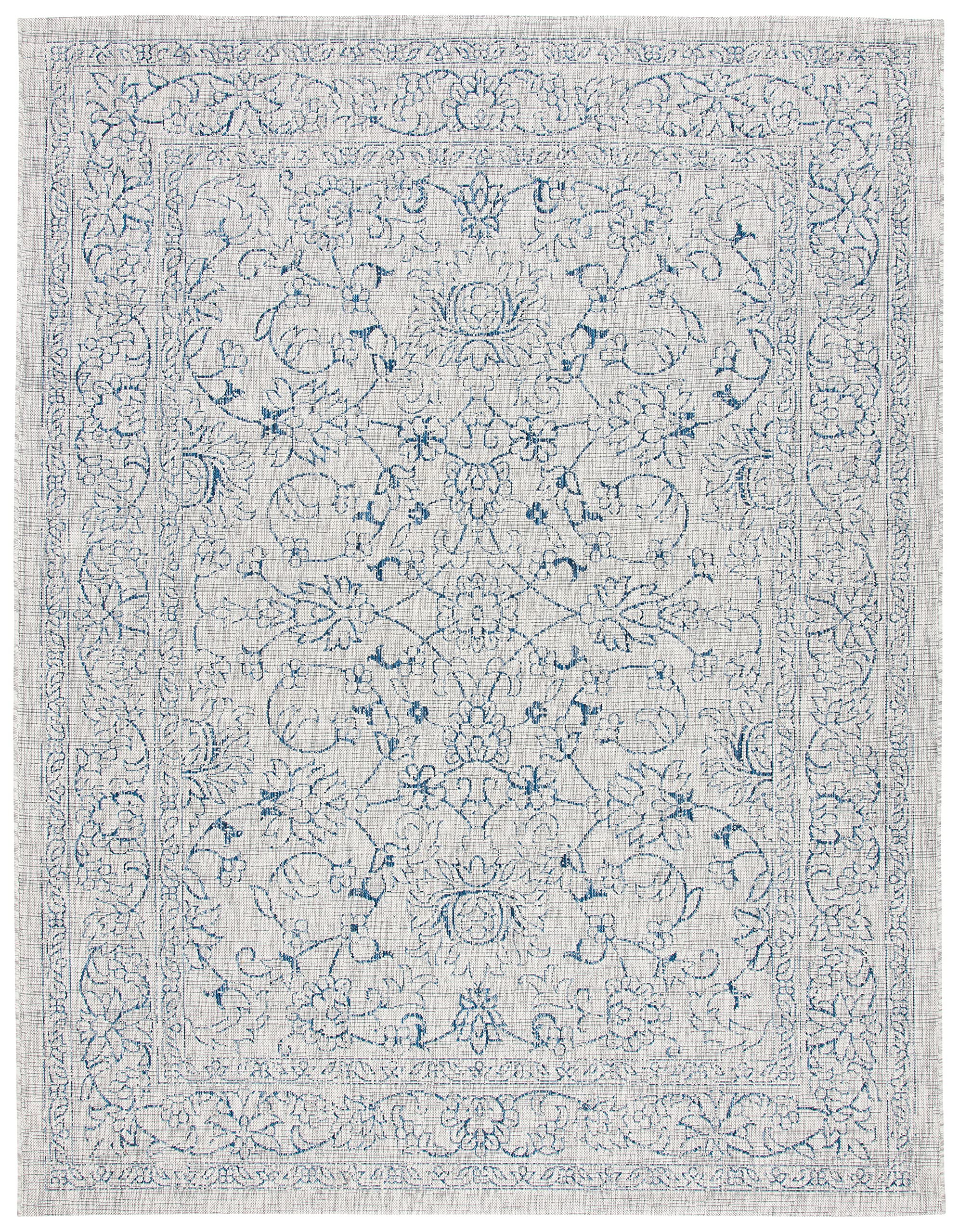 Safavieh Courtyard Collection Area Rug - 9' X 12', Grey & Navy, Non-Shedding & Easy Care, Indoor/Outdoor & Washable-Ideal For Patio, Backyard, Mudroom (Cy8680-36812)