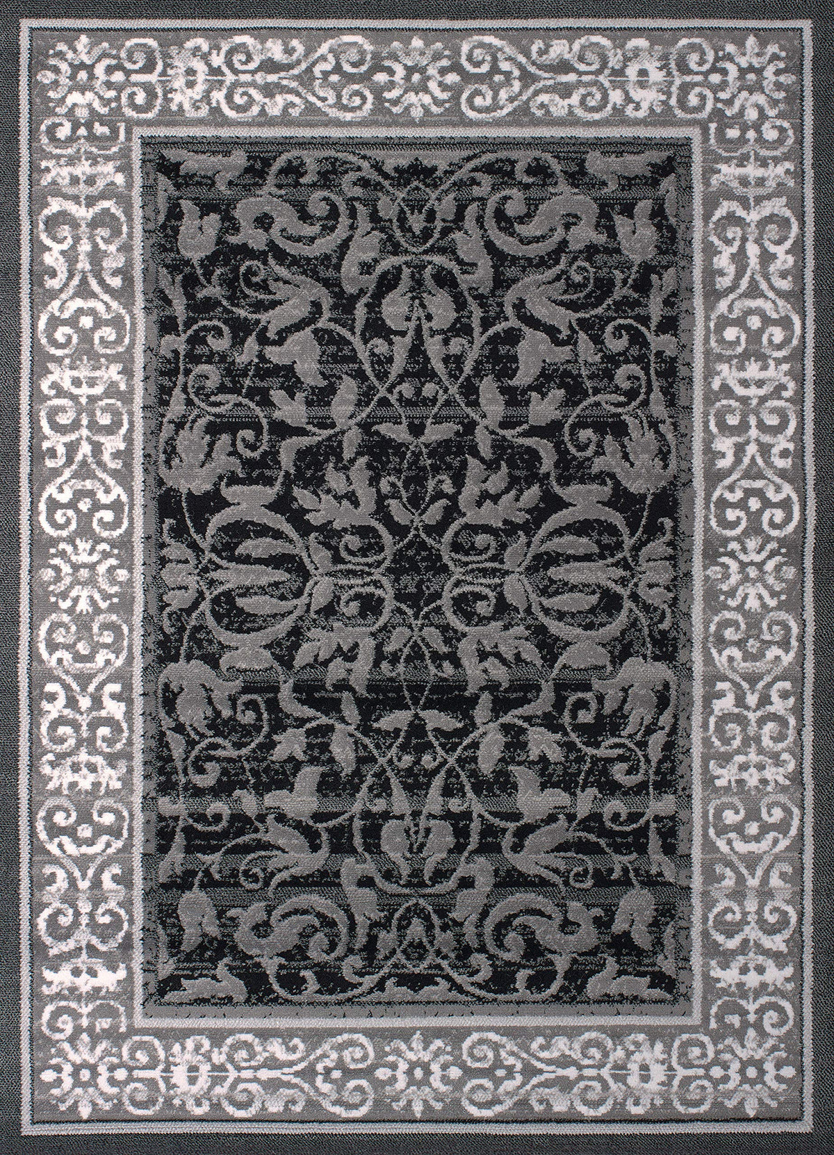 United Weavers Dallas Baroness Area Floor Rug  Grey, 8X11, Modern Indoor Area Rug With Bordered Pattern, Jute Backing