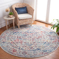 SAFAVIEH Brentwood Collection Area Rug - 67 Round, Ivory & Blue, Medallion Distressed Design, Non-Shedding & Easy Care, Ideal f