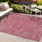 Jonathan Y Smb100G-9 Tela Bohemian Textured Weave Floral Indoor Outdoor Area Rug, Coastal,Traditional,Transitional Easy Clean,Bedroom,Kitchen,Backyard,Patio, Non-Shed, Fuchsia/Light Gray, 9 X 12