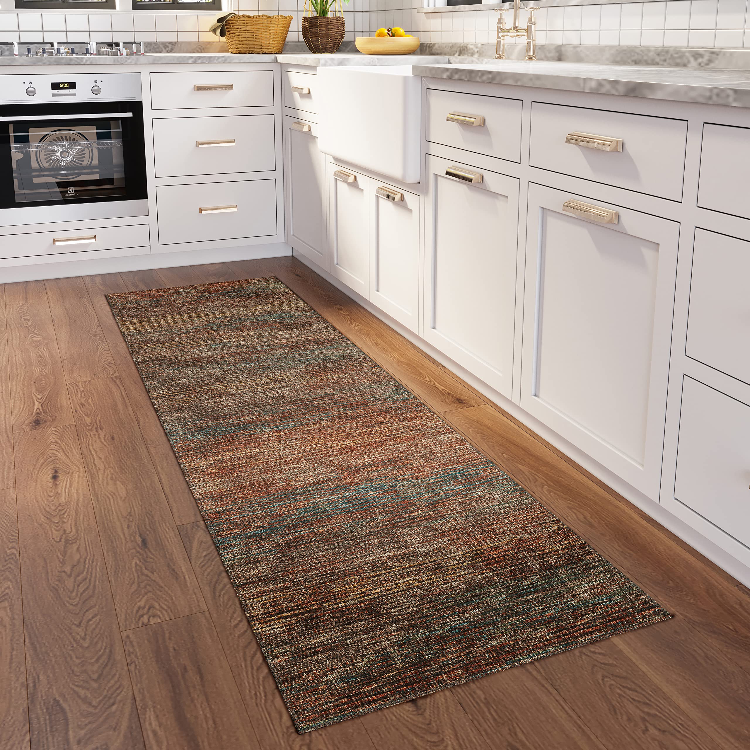 Addison Rugs Marston 2'3" X 7'6" Transitional Canyon Indoor Outdoor Hallway Runner Rug, Stain Resistant Washable Carpet, Easy Clean, Non Shedding, Bedroom, Living Room, Dining Room, Kitchen Rug