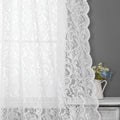 Bujasso White Sheer Lace Curtains 63 inch Vintage Floral Sheer Window Curtain Panels for Living Room Bedroom Elegant Light Filte