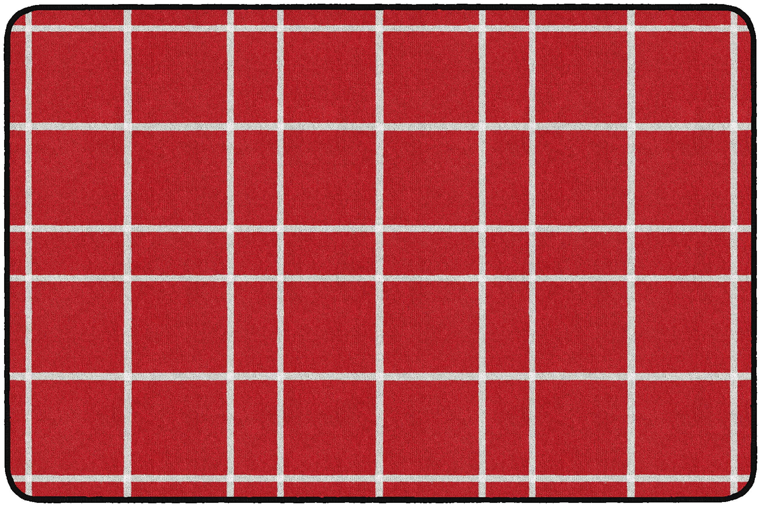 FARMHOUSE CHECK RUG 4FT X 6FT RED