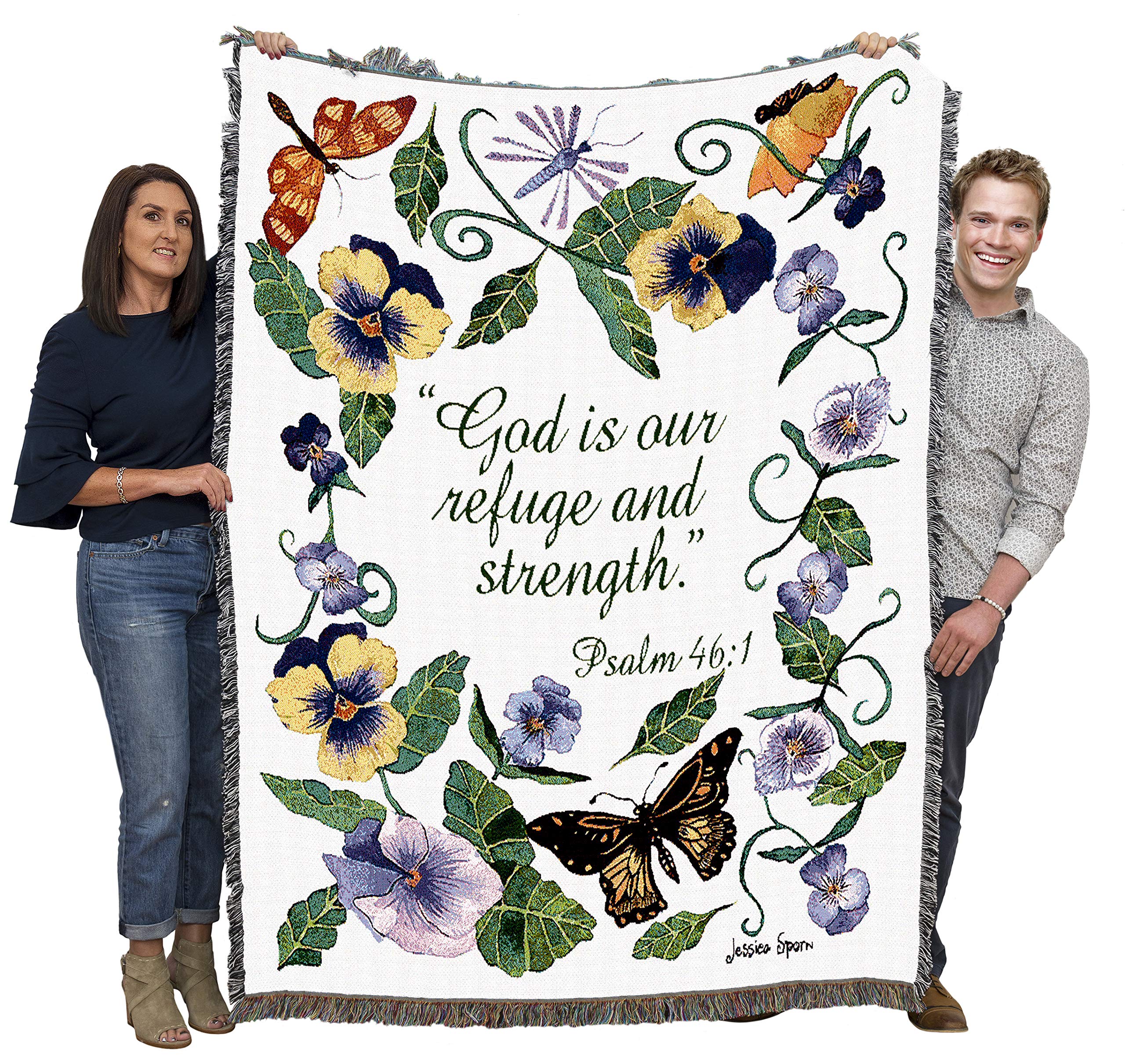 Pure Country Weavers Butterflies Blanket By Jessica Sporn - God Is Our Refuge And Strength - Scriptures - Psalm 46:1 - Religious