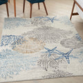 Nourison Pompeii Nature Ivory Grey Blue 4 x 6 Area Rug, Easy Clean, Non Shedding, Bed Room, Living Room, Dining Room, Kitchen 