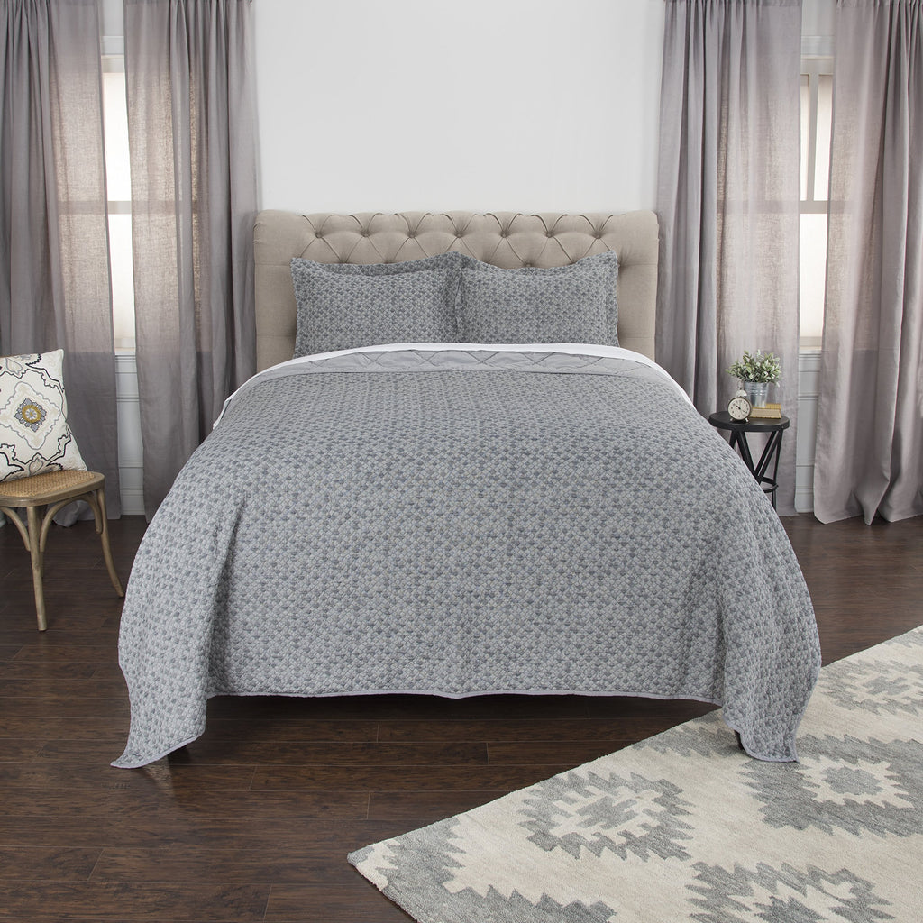 Rizzy Home | BQ4528 | Polyester King Sham | 20"x36" Blue/Gray/Nuetral Solid
