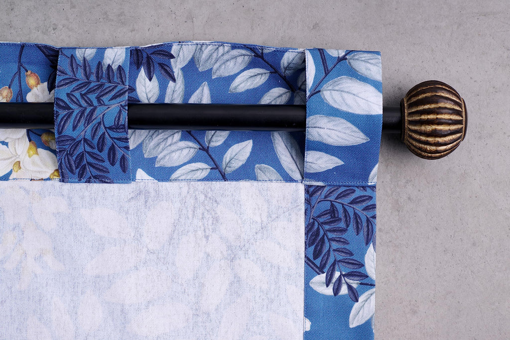 Maison D' Hermine 100% Cotton Curtain Feuillage Air Force Blue Two Panel Curtains For Living Rooms Bedrooms Offices Tailored Wit
