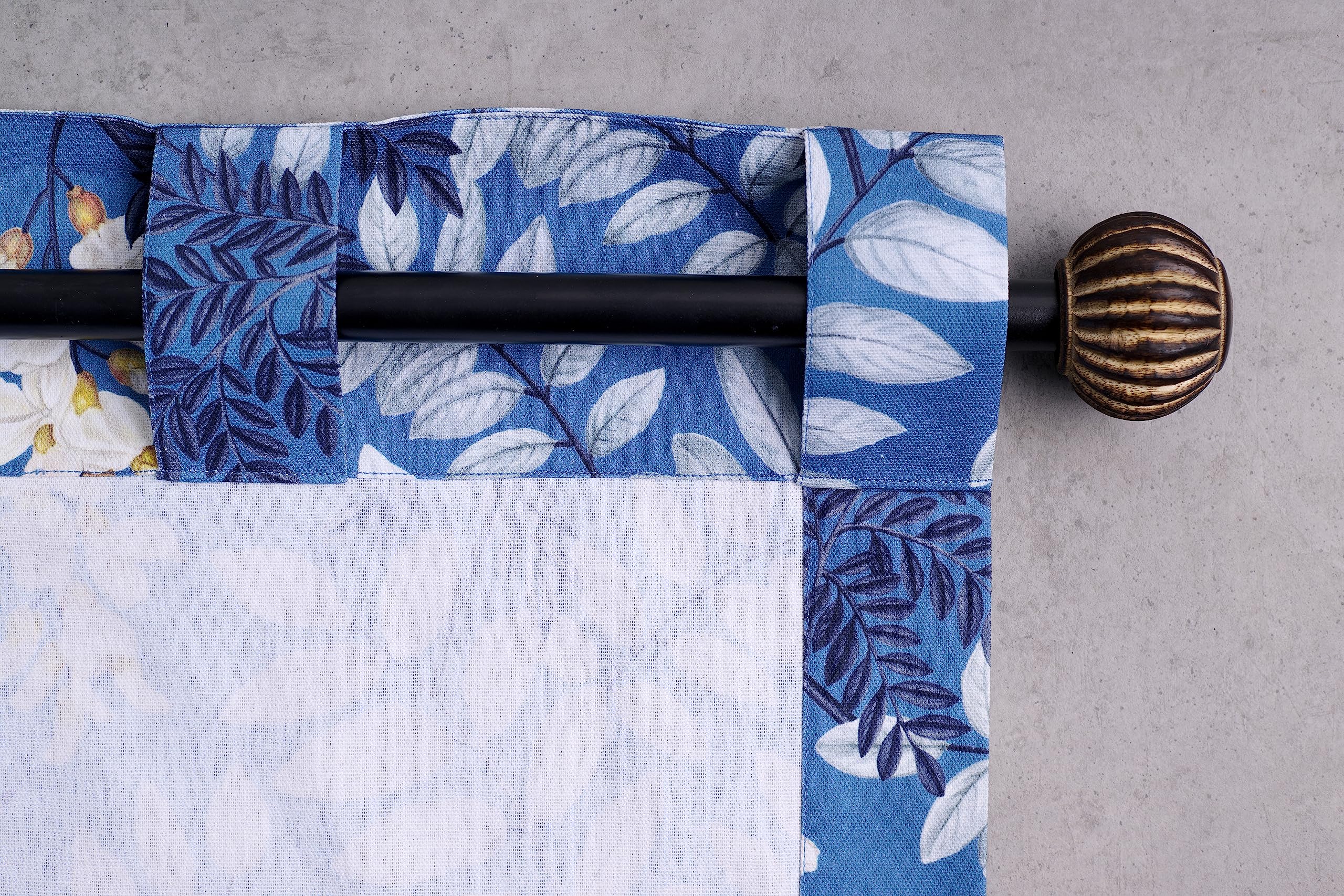 Maison D' Hermine 100% Cotton Curtain Feuillage Air Force Blue Two Panel Curtains For Living Rooms Bedrooms Offices Tailored Wit