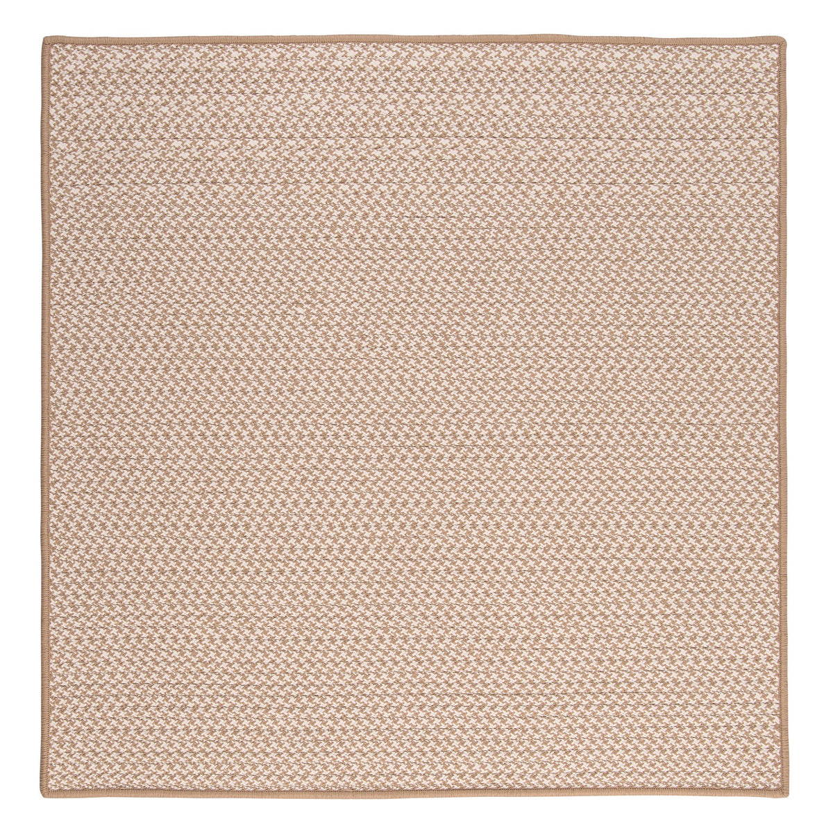 Outdoor Houndstooth Tweed Square Rug, 12-Feet, Cuban Sand