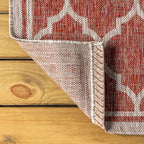 Jonathan Y Smb109C-3 Trebol Moroccan Trellis Textured Weave Indoor Outdoor Area Rug Bohemian Modern Easy Cleaning Bedroom Kitchen Backyard Patio Non Shedding, 3 X 5, Red/Beige
