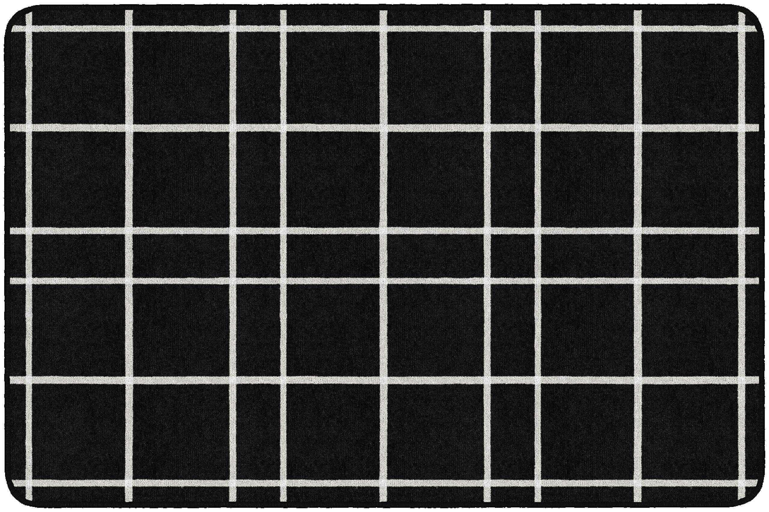 FARMHOUSE CHECK RUG 4FT X 6FT BLACK