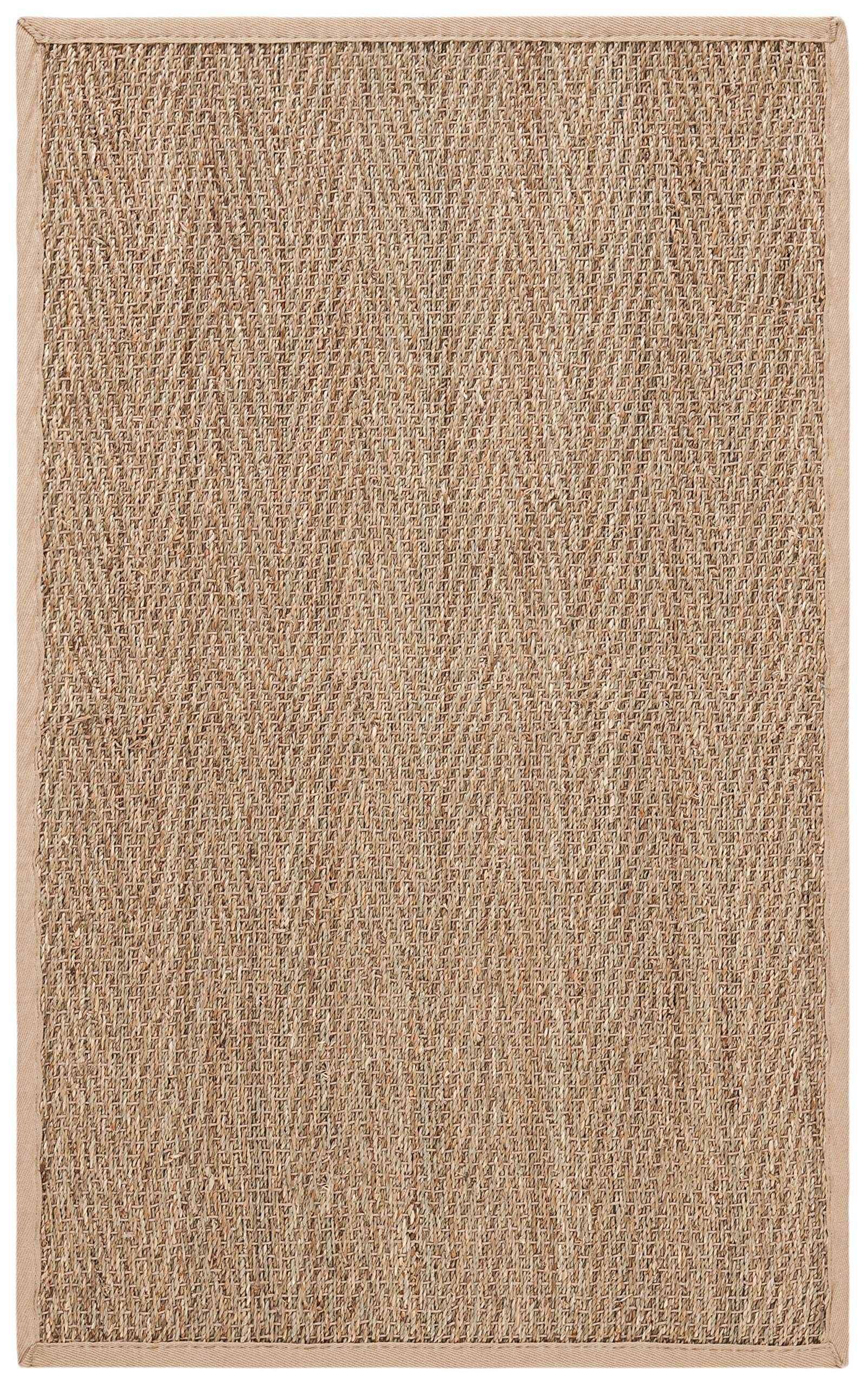 Safavieh Natural Fiber Collection Accent Rug - 2 x 3, Natural & Beige, Border Herringbone Seagrass Design, Easy Care, Ideal fo