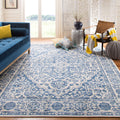 SAFAVIEH Brentwood Collection Area Rug - 6' x 9', Navy & Light Grey, Medallion Distressed Design, Non-Shedding & Easy Care, Idea
