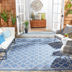 Safavieh Courtyard Collection 8' X 10' Blue/Beige Cy6918 Trellis Indoor/ Outdoor Patio Backyard Mudroom Area Rug