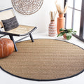Safavieh Natural Fiber Collection 4 Round Black NF115C Border Herringbone Seagrass Area Rug