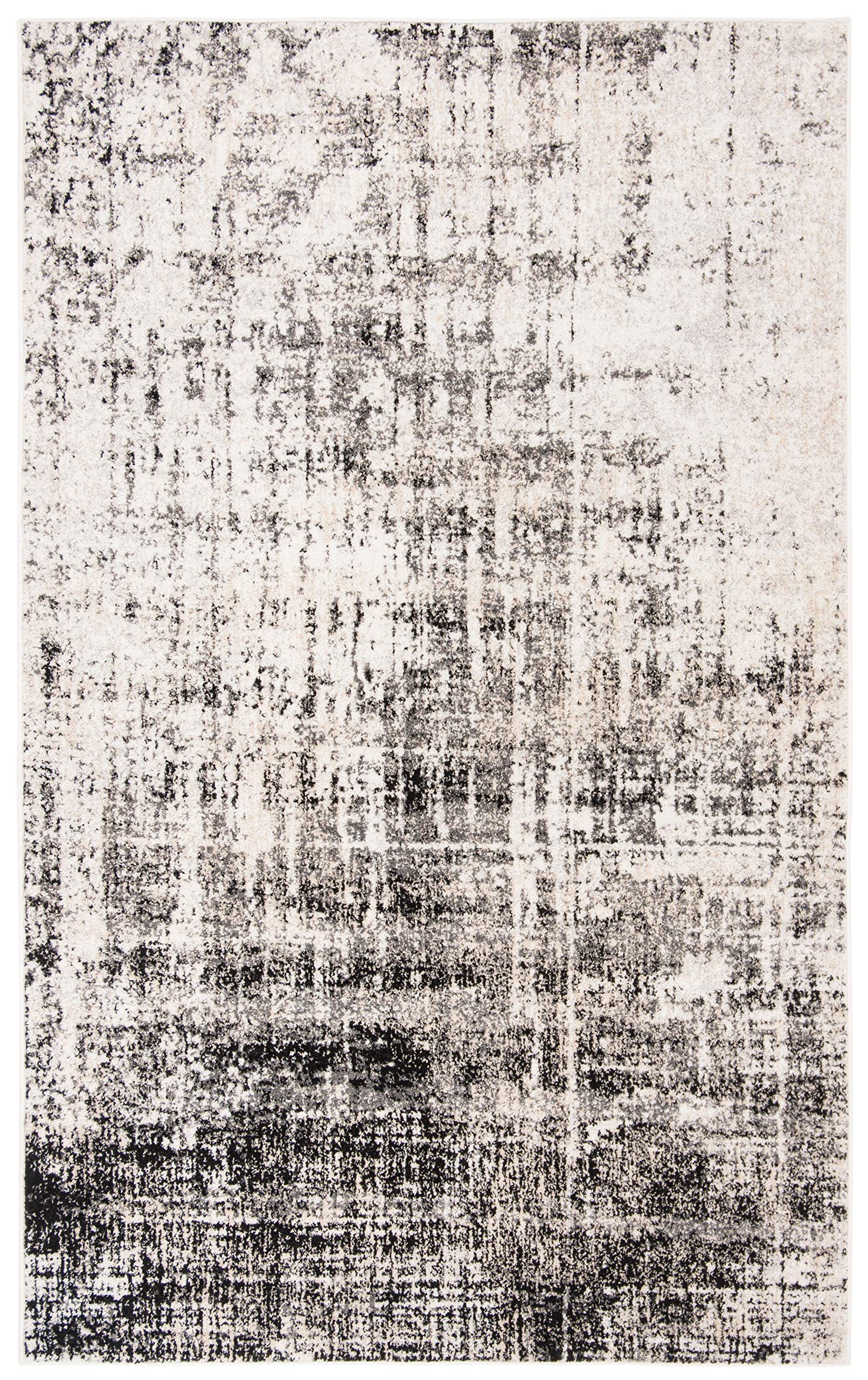 Safavieh Adirondack Collection Area Rug - 5'1'' X 7'6'', Silver & Black, Modern Abstract Design, Non-Shedding & Easy Care, Ideal