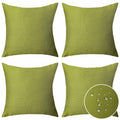 Home Brilliant Outdoor Throw Pillows Covers 20X20 Waterproof Sunbrella Pillow Covers Linen, 20 X 20 Inches, 50Cm, Set Of 4, Gras