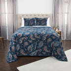 Rizzy Home | BQ4460 | Cotton Quilt | 90"x92" Blue/Orange/Pink Paisley