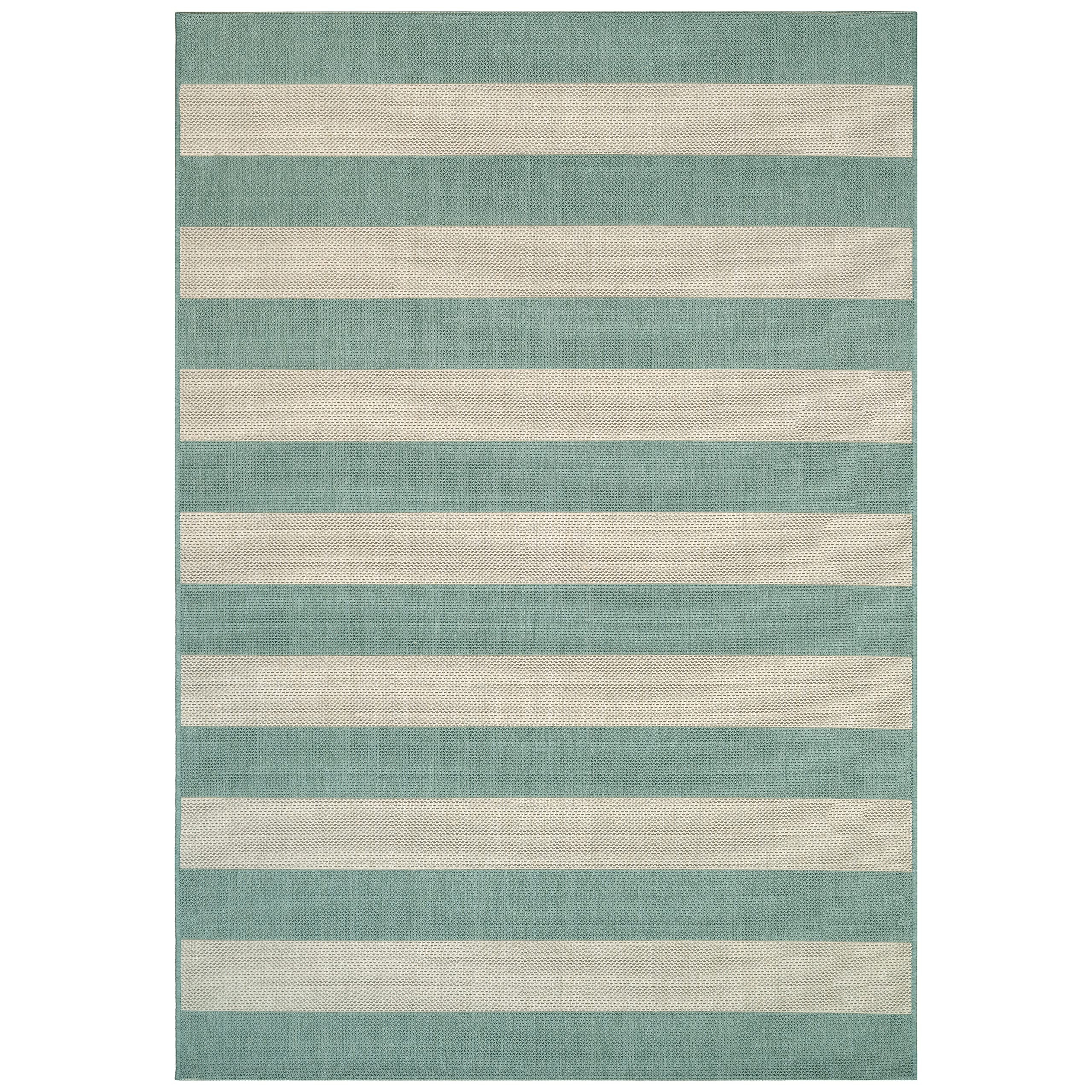 Couristan Afuera Yacht Club Rug, 7-Feet 10-Inch by 10-Feet 9-Inch, Sea Mist/Ivory