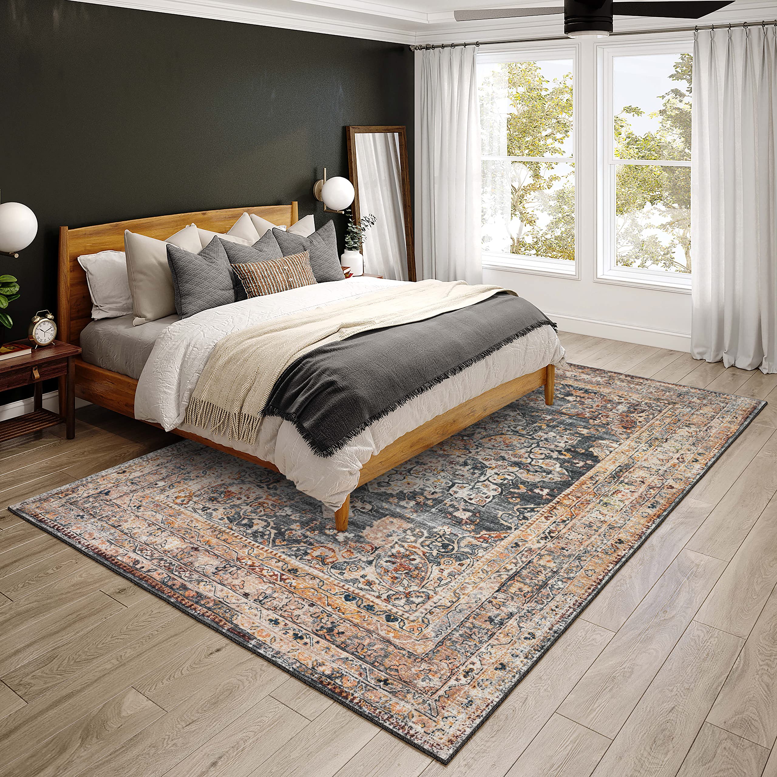 Dalyn Rugs Jericho Jc6 Charcoal 5' X 7'6" Rectangle Soft Area Rug, Easy Clean, Non Shedding, Bedroom, Entry, Living Room, Dining Room, Kitchen Rug
