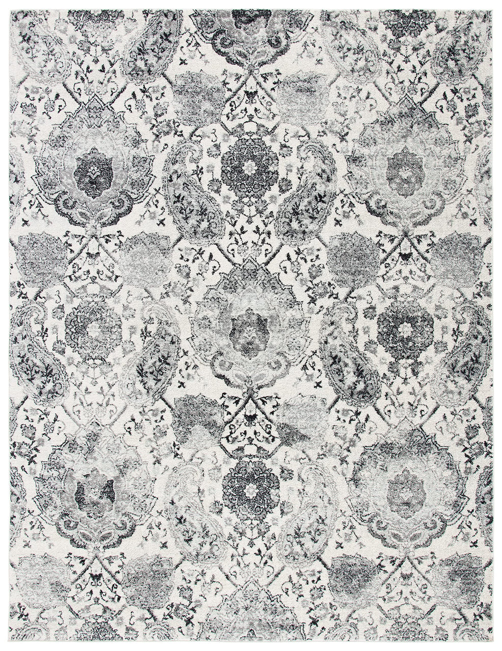 Safavieh Madison Collection Area Rug - 8' X 10', Cream & Silver, Boho Chic Glam Paisley Design, Non-Shedding & Easy Care, Ideal