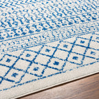 Livabliss Chester Boho Moroccan Area Rug, 6'7'' X 9', Cream/Royal Blue