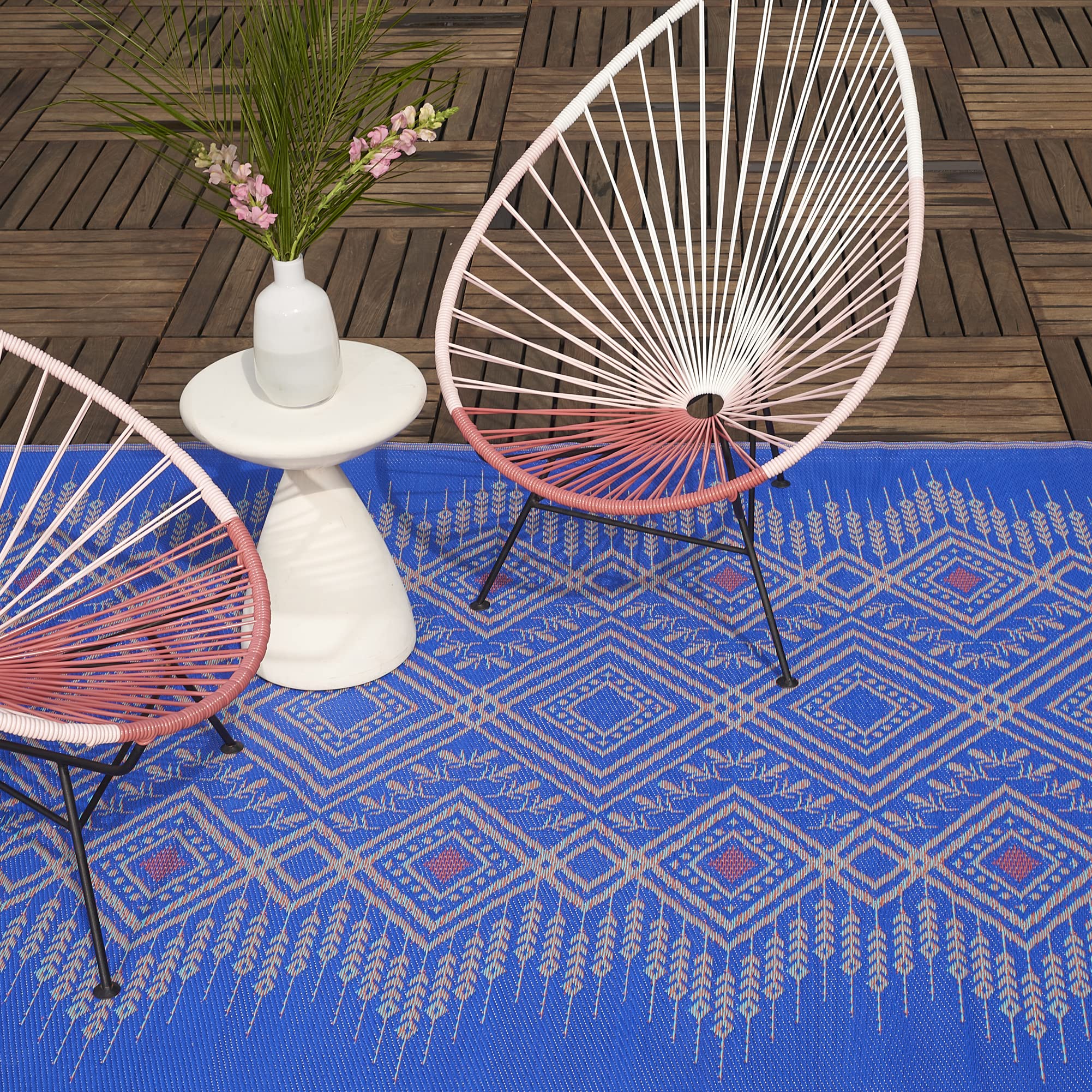 Fab Habitat Outdoor Rug - Waterproof, Fade Resistant, Crease-Free, Reversible - Premium Recycled Plastic - Boho Southwestern - L