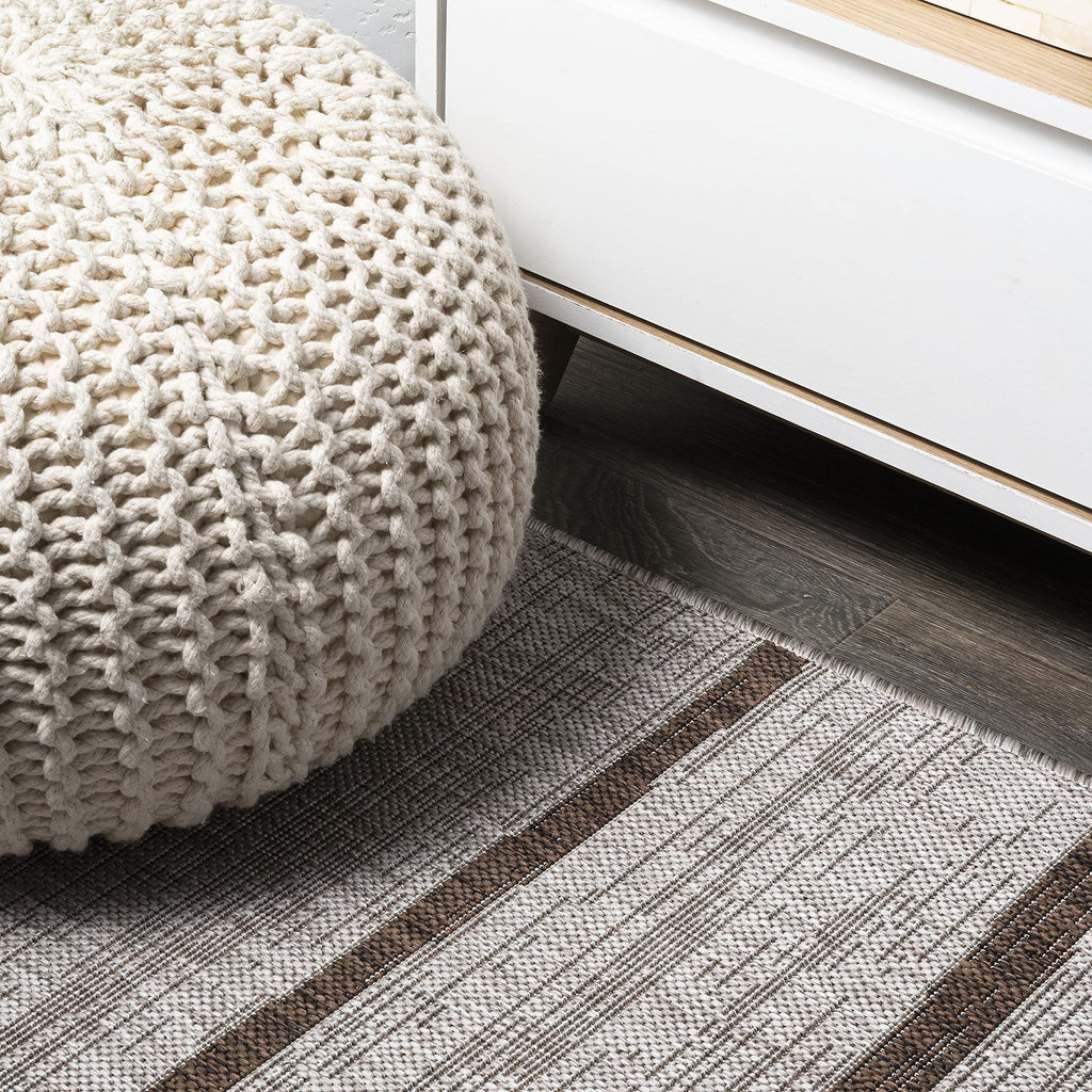 Jonathan Y Smb125A-210 Colonia Berber Stripe Indoor Outdoor Area-Rug, Contemporary, Modern, Bohemian Easy-Cleaning,Bedroom,Kitchen,Backyard,Patio,Non Shedding, Beige/Brown, 2 X 10