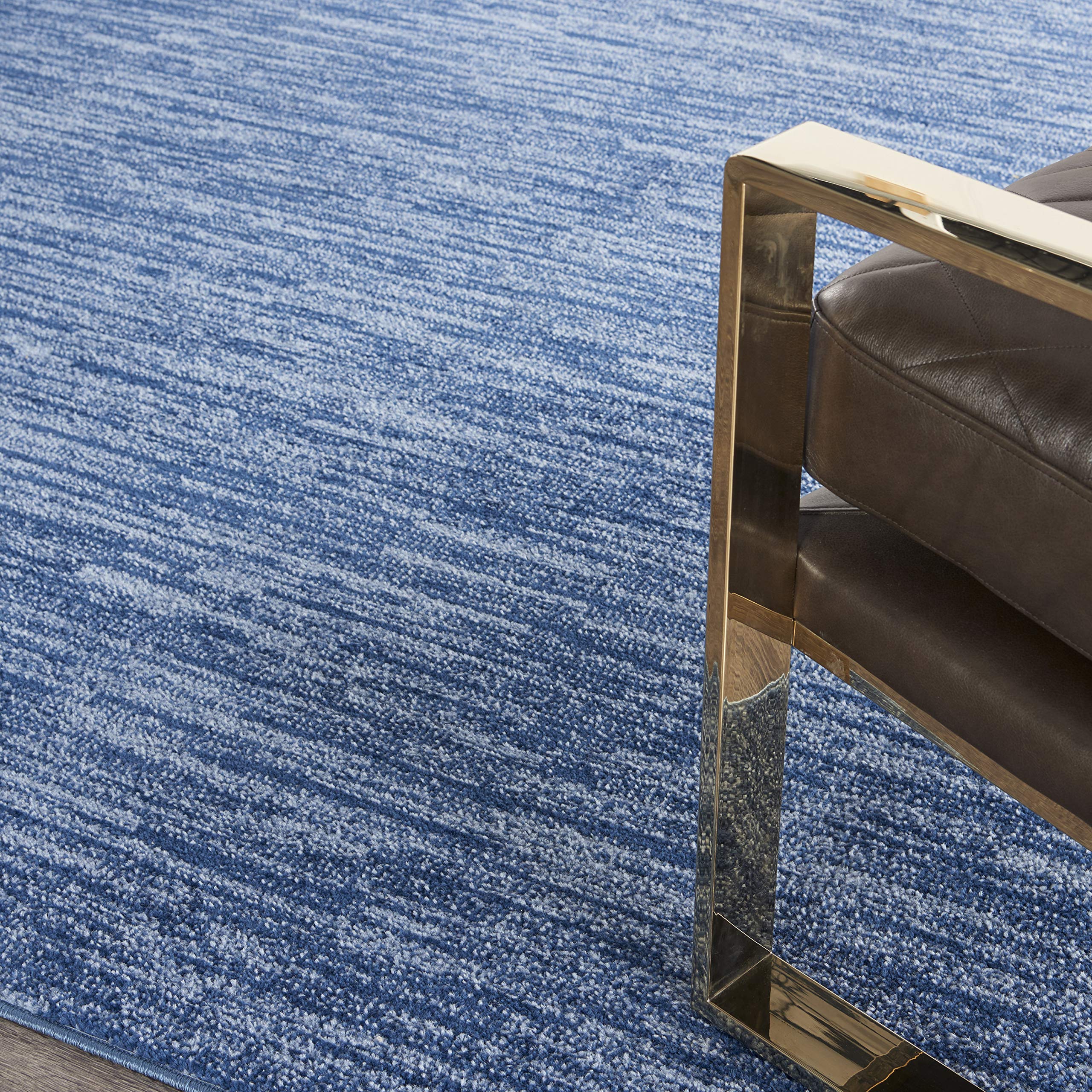 Nourison Essentials Indoor/Outdoor Navy Blue 7' X Square Area-Rug,Easy-Cleaning, Non Shedding, Bed Room, Living Room, Dining Room, Backyard, Deck, Patio (7 Square)