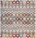 Safavieh Amsterdam Collection 6'7'' Square Light Grey/Multi Ams108G Moroccan Boho Non-Shedding Living Room Bedroom Area Rug