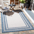 Safavieh Courtyard Collection 8' X 10' Ivory/Navy Cy8475 Indoor/ Outdoor Waterproof Easy Cleaning Patio Backyard Mudroom Area Ru