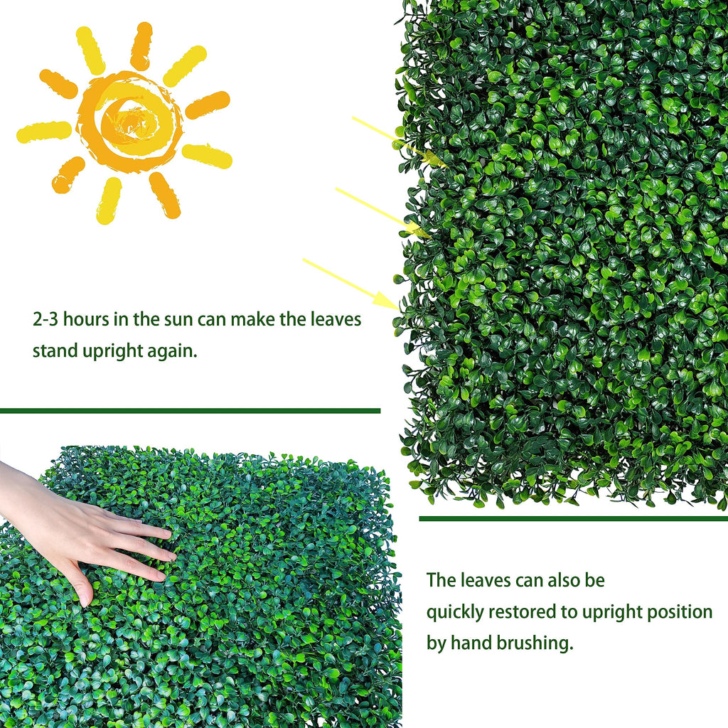 Odtory Artificial Grass Wall Panels,20X20 In 6P Uv-Anti Greenery Boxwood Panels For Indoor Outdoor Green Wall Decor & Ivy Fence