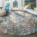 SAFAVIEH Monaco Collection 3 Round Grey/Light Blue MNC225E Boho Chic Abstract Watercolor Non-Shedding Dining Room Entryway Foye