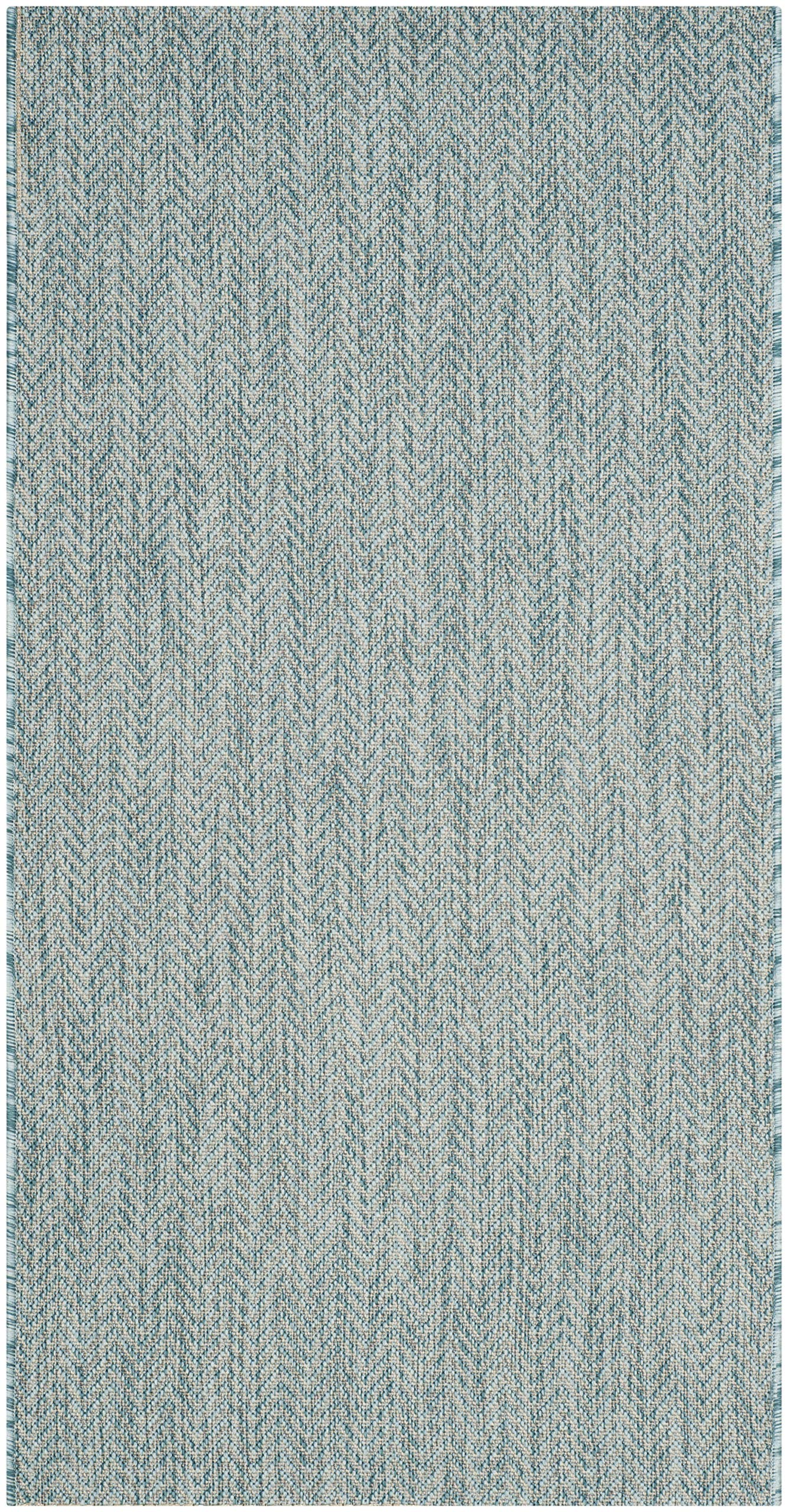 Safavieh Courtyard Collection Accent Rug - 2'3' X 5', Aqua & Grey, Non-Shedding & Easy Care, Indoor/Outdoor & Washable-Ideal For Patio, Backyard, Mudroom (Cy8022-37121)