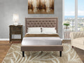 East West Furniture KD16F-1VL07 2 Piece Wooden Bedroom Set-1 Full Bed Frame Dark Khaki Linen Fabric Padded and Button Tufted Headboard with 1 Night Stands-Distressed Jacobean Finish Nightstand