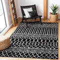 SAFAVIEH Tulum Collection X-Large Area Rug - 12 x 15, Black & Ivory, Moroccan Boho Distressed Design, Non-Shedding & Easy Care