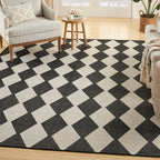 Nourison Positano Indoor/Outdoor Black 7' X 10' Area Rug, Easy Cleaning, Non Shedding, Bed Room, Living Room, Dining Room, Backyard, Deck, Patio (7X10)