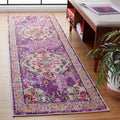 SAFAVIEH Monaco Collection Runner Rug - 22 x 12, Violet & Fuchsia, Boho Chic Medallion Distressed Design, Non-Shedding & Easy 
