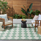 Nourison Positano Indoor-Outdoor Blue Green 8' X 10' Area Rug, Easy Cleaning, Non Shedding, Bed Room, Living Room, Dining Room, Backyard, Deck, Patio (8X10)