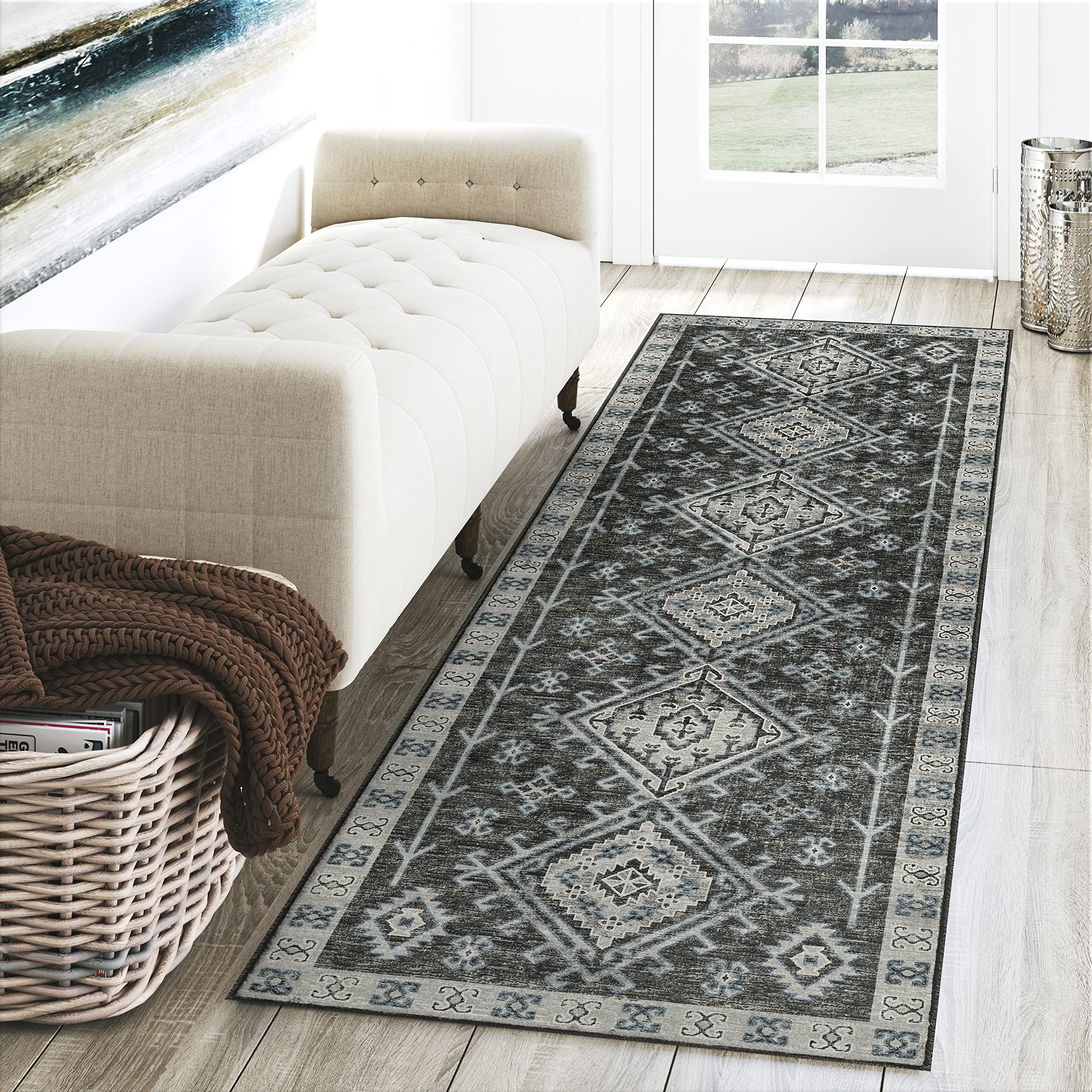 Dalyn Rugs Brisbane Br2 Aztec Medalion Midnight 2'3" X 7'6"