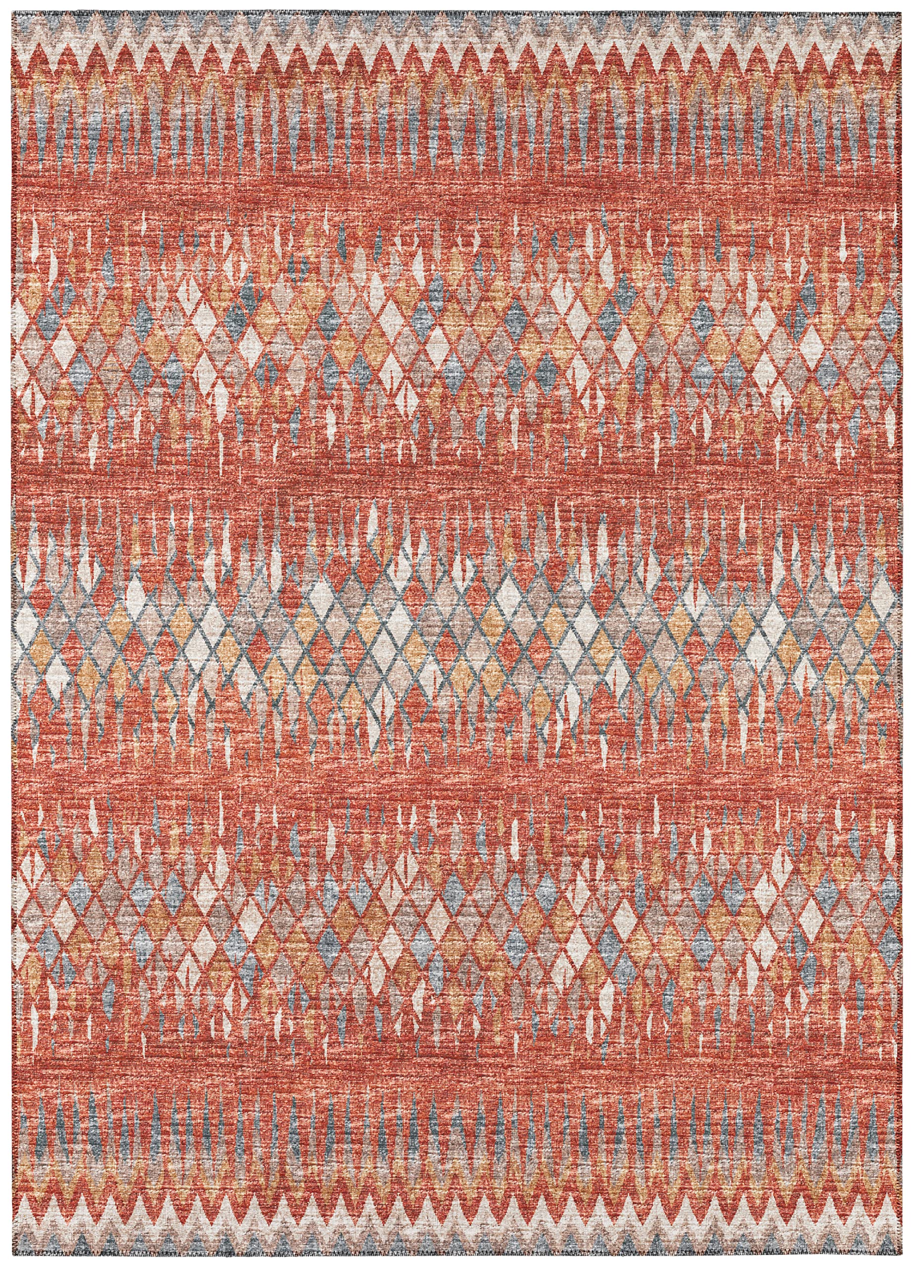 Addison Rugs Rylee Ary35 Red Washable 5' X 7'6" Indoor Outdoor Area Rug, Easy Clean, Machine Washable, Non Shedding, Bedroom, Entry, Living Room, Dining Room, Kitchen, Patio Rug