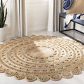 SAFAVIEH Natural Fiber Collection Area Rug - 6 Round, Natural, Handmade Boho Charm Braided Jute, Ideal for High Traffic Areas i