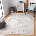 SAFAVIEH Tulum Collection Area Rug - 9 x 12, Ivory & Turquoise, Moroccan Boho Distressed Design, Non-Shedding & Easy Care, Ide